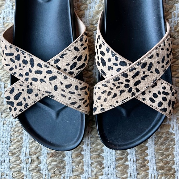 Birdies The Robin Vegan Leather Pony Hair Cheetah Print Black Tan Size 6.5 - Picture 2 of 4